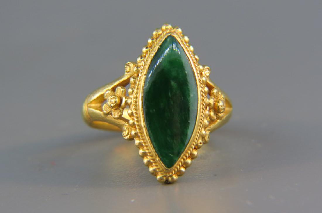 Chinese Jade & 22K Gold Ring, signed, (1 of 4)