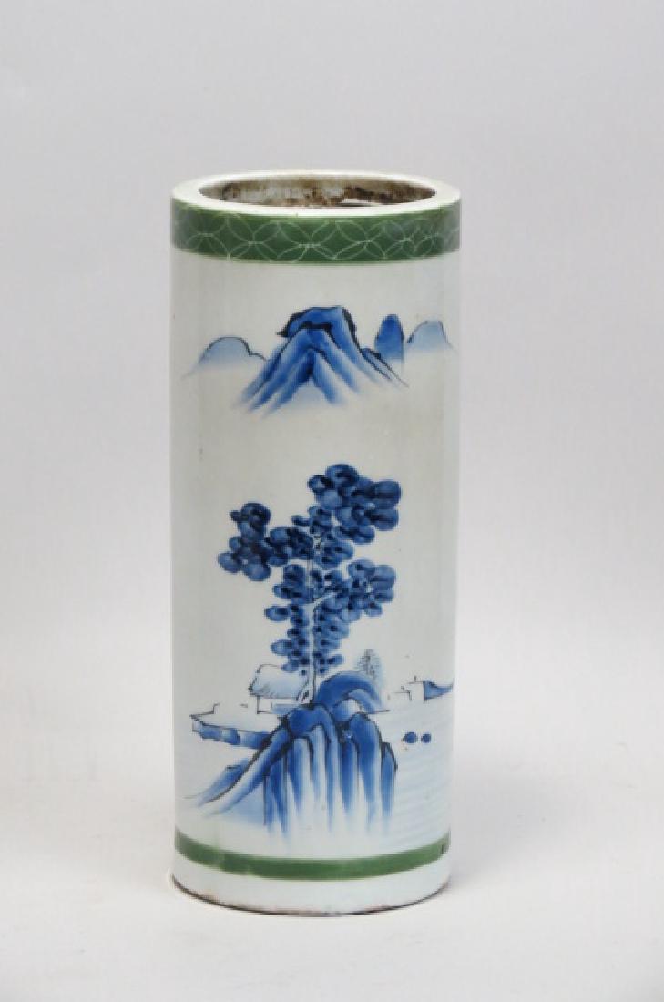Chinese Porcelain Cylindrical Vase or Wig Stand, (1 of 3)