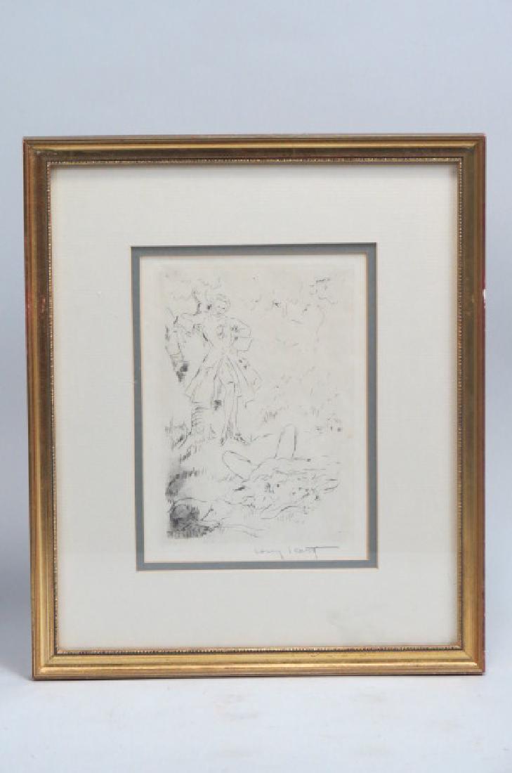 Louis Icart, etching, "Tempting Him", erotica: Louis Icart, etching, "Tempting Him", erotica series, man and woman in the woods, image area 5" X 7", signed, original. Louis Justin Laurent Icart was born in Toulouse in 1890 and died in Paris in 195