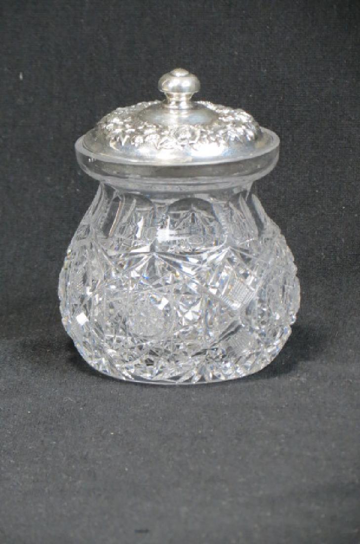 Kirk "Repousse" Sterling & Cut Glass Jam Jar, (1 of 4)
