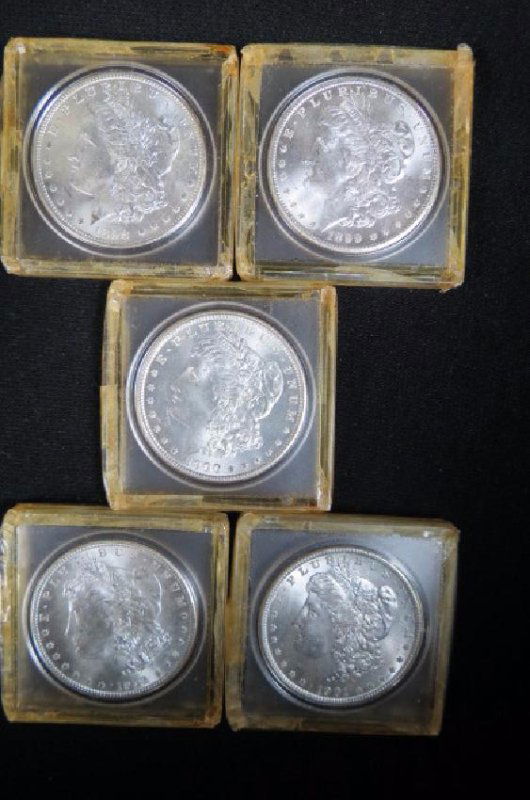 5 New Orleans Morgan Silver Dollars, (1 of 3)