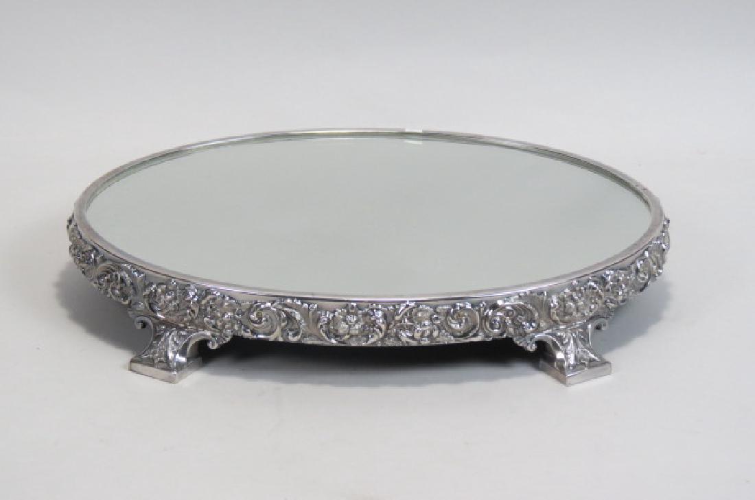 Silverplate Mirrored Oval Plateau, (1 of 2)