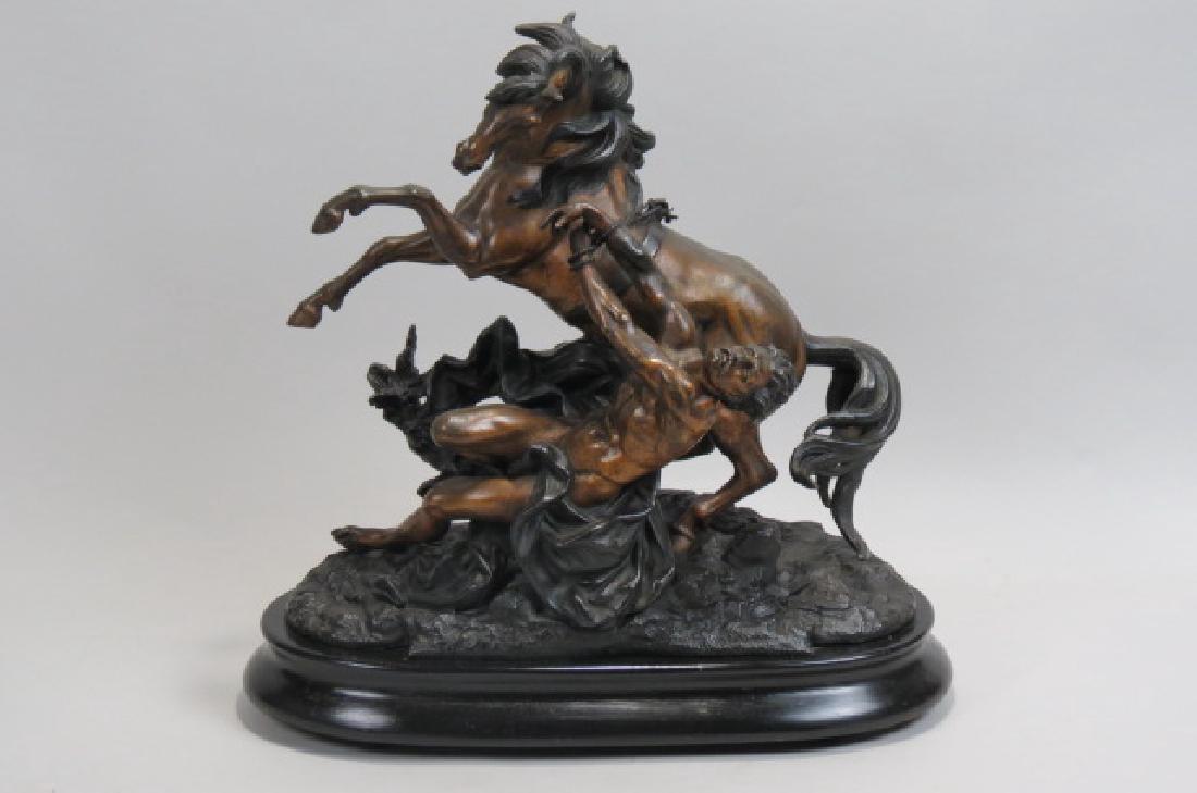 19th Century Bronzed Statue of a Man & Horse, (1 of 5)