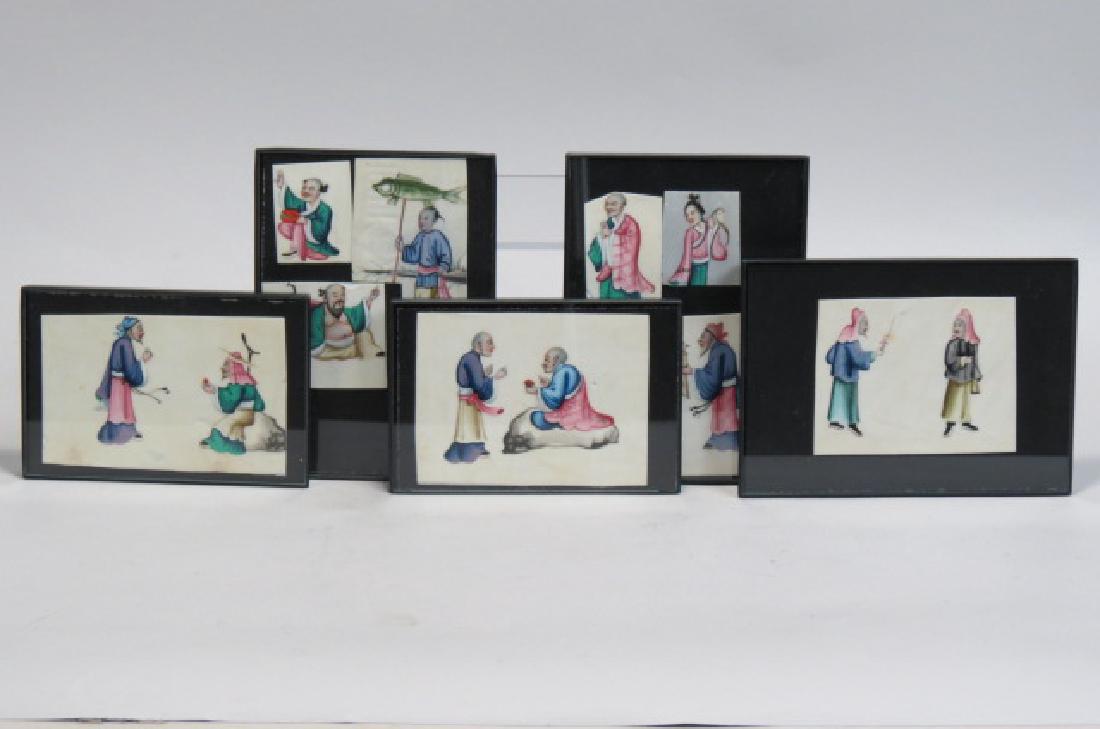 Group of Chinese Cantonese Miniature Paintings, (1 of 3)