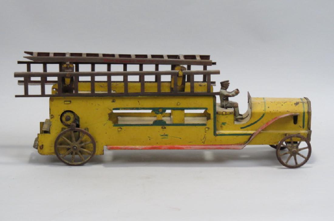Victorian Schieble Tin Yellow Fire Ladder Truck, (1 of 6)