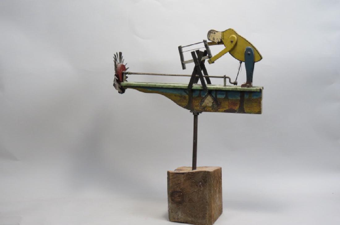 Vintage Whirlygig,: Vintage Whirlygig, man sawing, all original paint, 20" long.