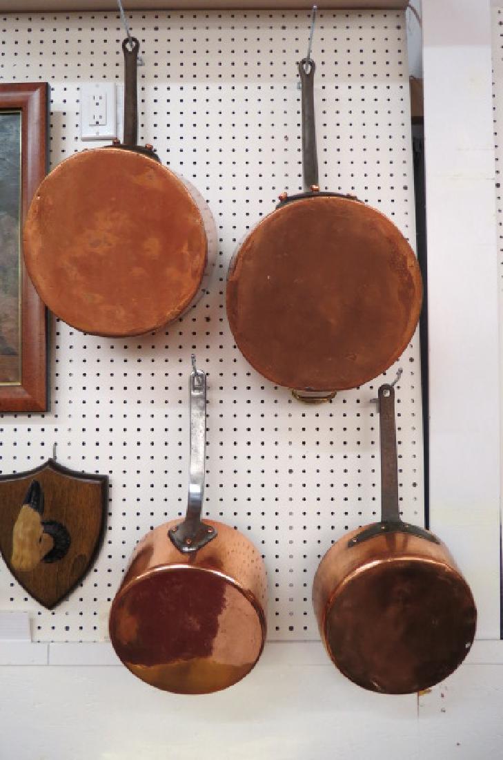 4 Early Copper Pots, French or English, (1 of 5)