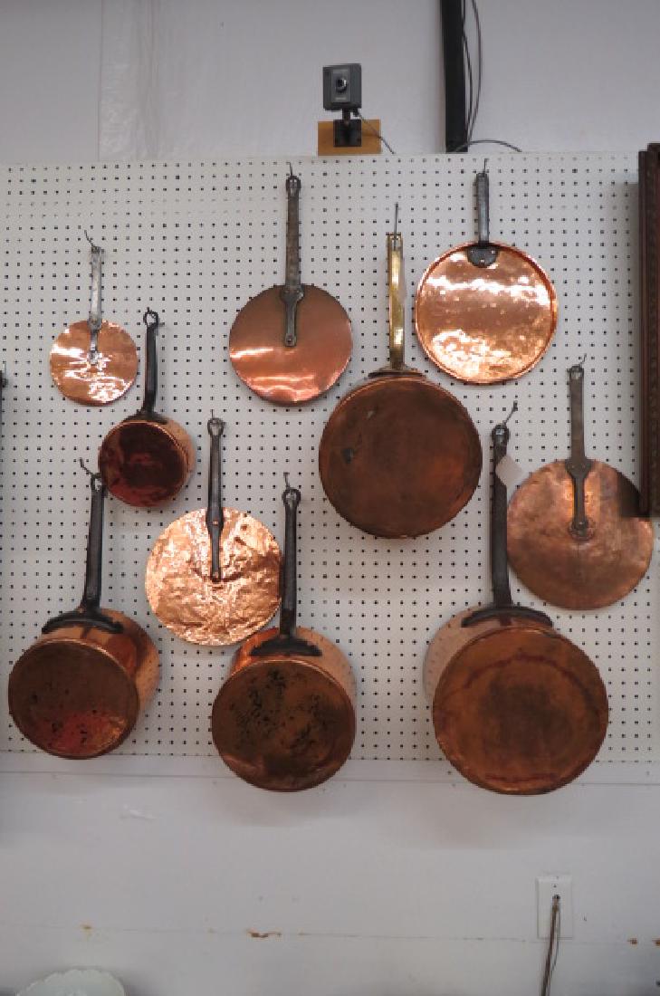 5 Early Copper Pots and Lids, French or English, (1 of 4)