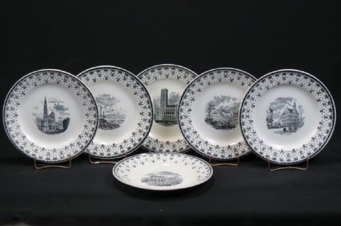 6 Belgium Boch Freres Plates,: 6 Belgium Boch Freres Plates, various famous landmarks, 9 1/4", circa 1900, excellent.