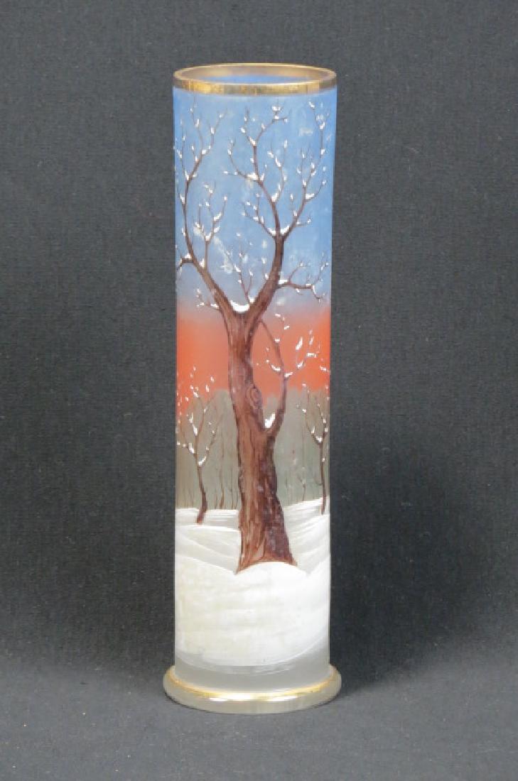 Enameled Art Glass Vase "Winter Landscape", (1 of 3)