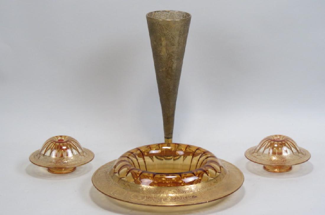 4 pcs. Gold Decorated Glass, (1 of 4)