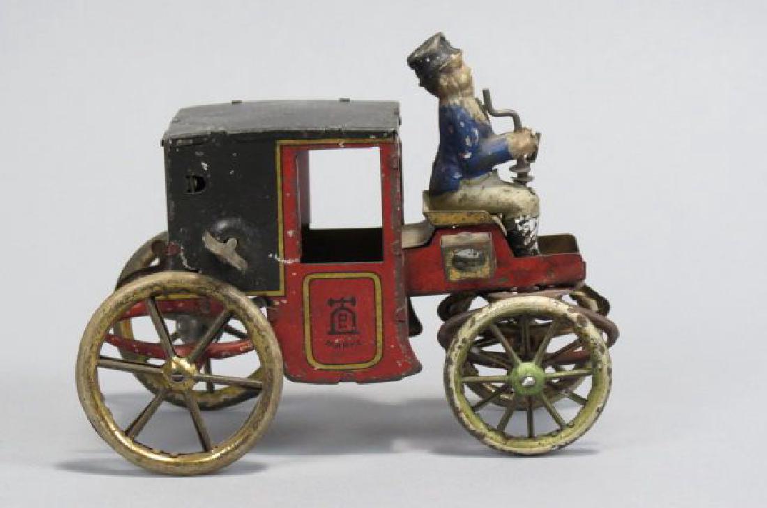 Early Tin Wind-up Toy Horseless Carriage, (1 of 8)