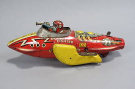 VINTAGE 1930's MARX TIN WINDUP FLASH GORDON ROCKET FIGHTER KING FEATURES Gd  Cond