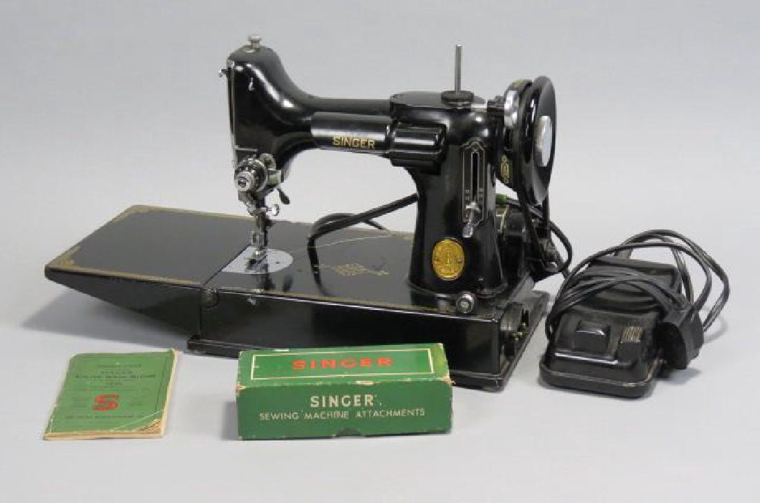 Singer Featherweight Sewing Machine,: Singer Featherweight Sewing Machine, #224, AU 785332, with case.