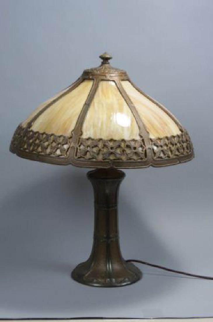 Arts & Crafts Slag Glass Table Lamp, (1 of 5)