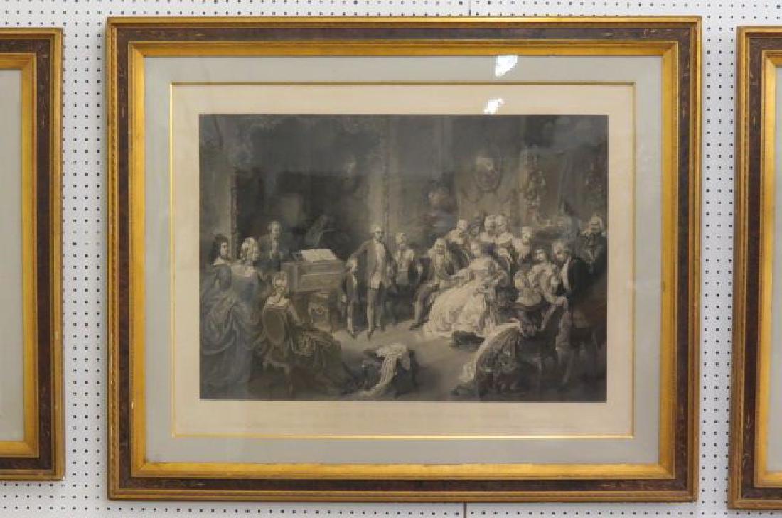 19th Century Steel Engraving,: 19th Century Steel Engraving, "Young Mozart at the Court of the Empress Maria Theresa", image area 24" x 34", in fine frame.