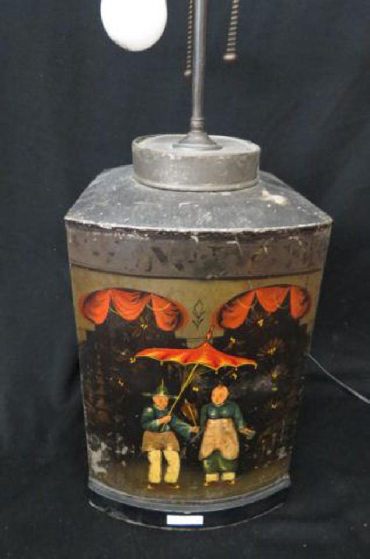 Chinese Tin Tole Tea Cannister Lamp, (1 of 3)