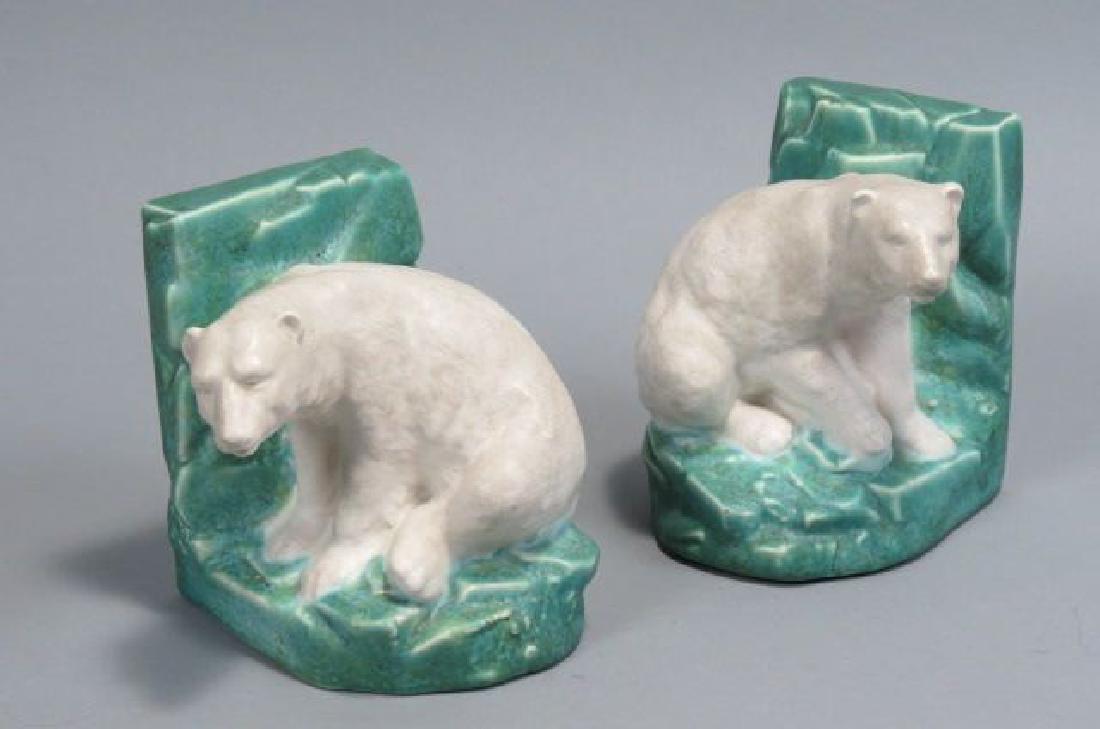 Pair of Bretsby Pottery "Polar Bear" Bookends, (1 of 3)
