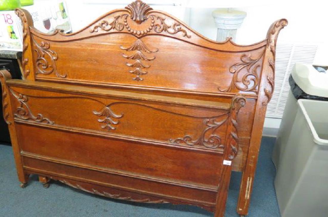 Antique Oak Bed, full size, (1 of 3)
