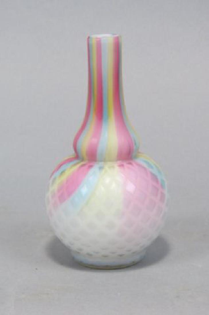 Rare Victorian Rainbow Satin Glass Vase, (1 of 4)