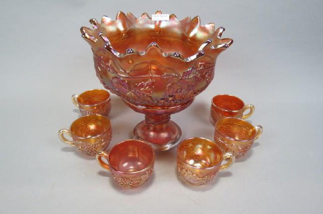 Northwood "Grape & Cable" Carnival Glass Punch Set (1 of 5)