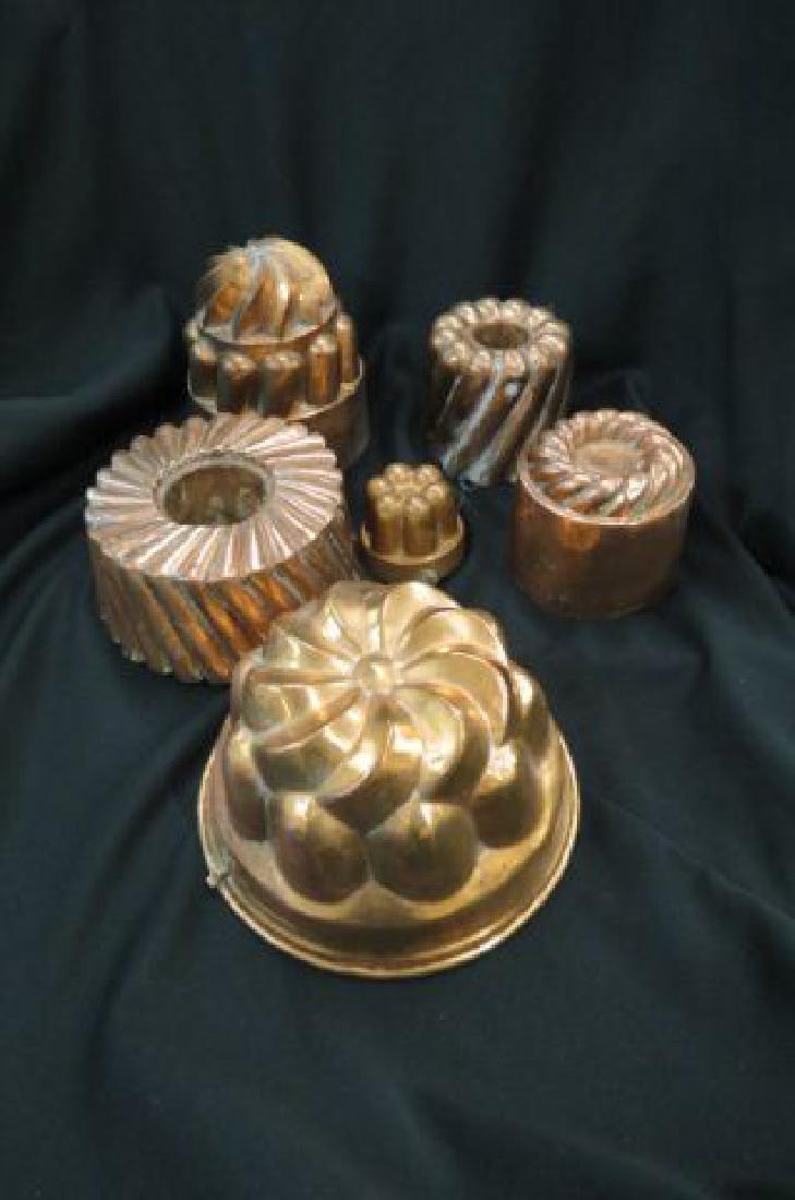 6 Early Copper Food Molds, (1 of 3)