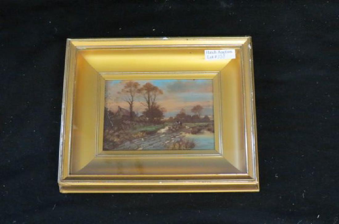 Fine Miniature Oil Painting Landscape with Farmers (1 of 4)