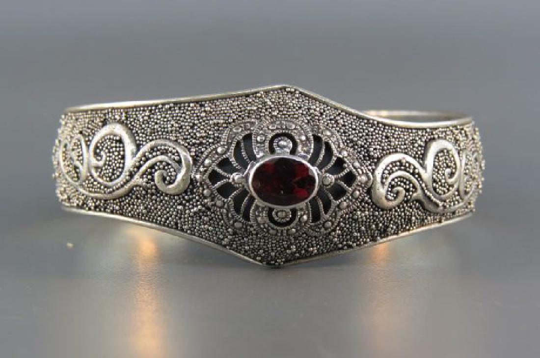 Garnet Sterling Silver Bracelet, (1 of 4)