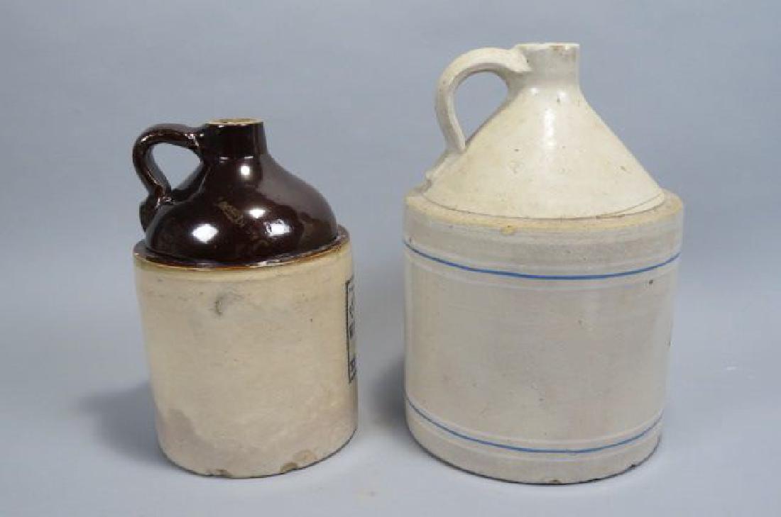 2 Early Southern Advertising Pottery Whiskey Jugs, (1 of 5)