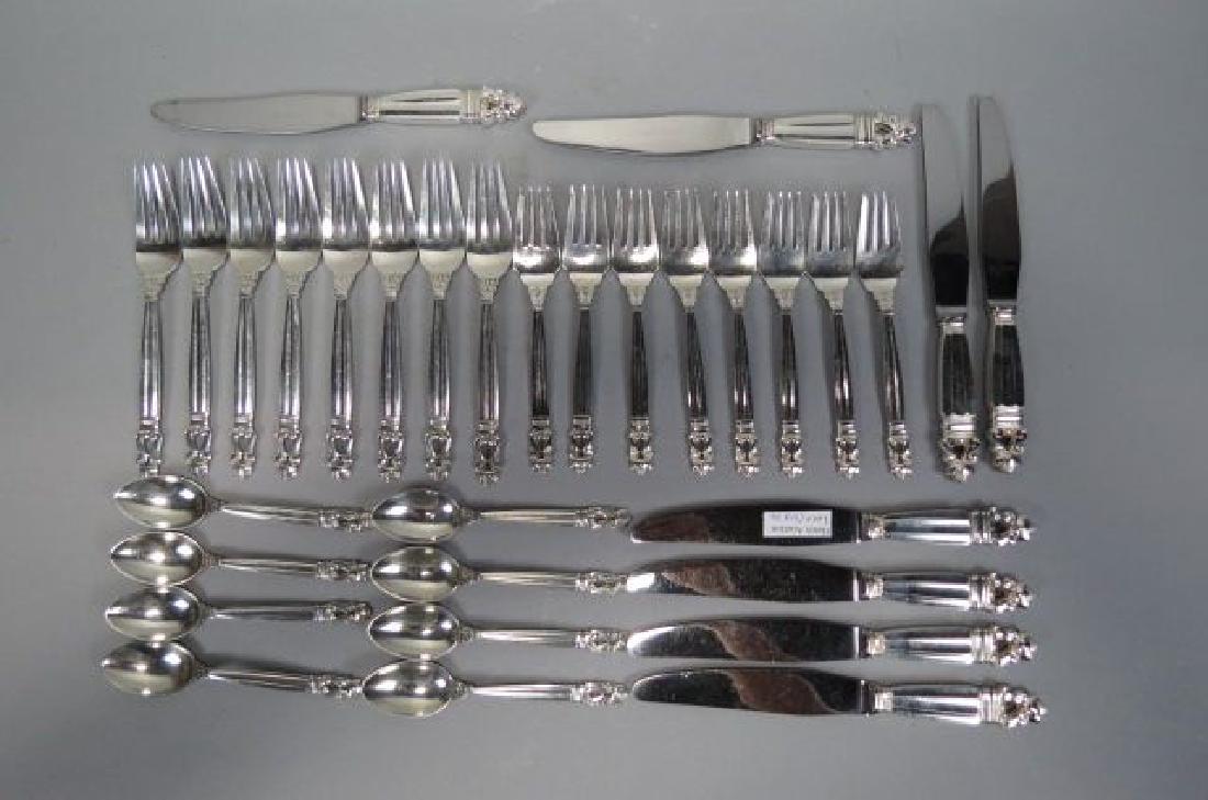33 pcs. Georg Jensen "Acorn" Sterling Flatware Set (1 of 9)
