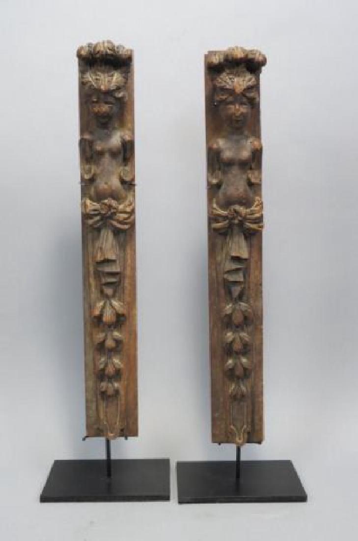 Pair of Early Carved Wood Architectural Elements, (1 of 6)