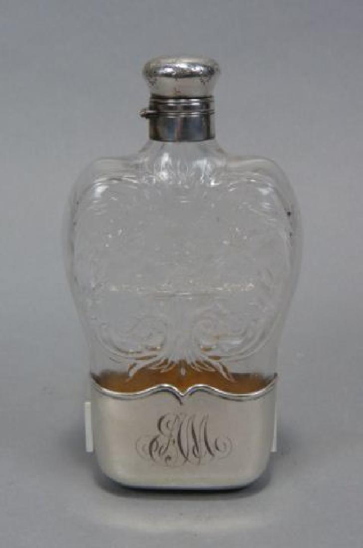 Rare Rock Crystal Gorham Sterling Flask, (1 of 6)
