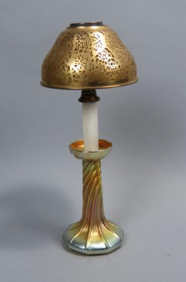 Tiffany Favrile Art Glass Candlestick Lamp, (1 of 7)
