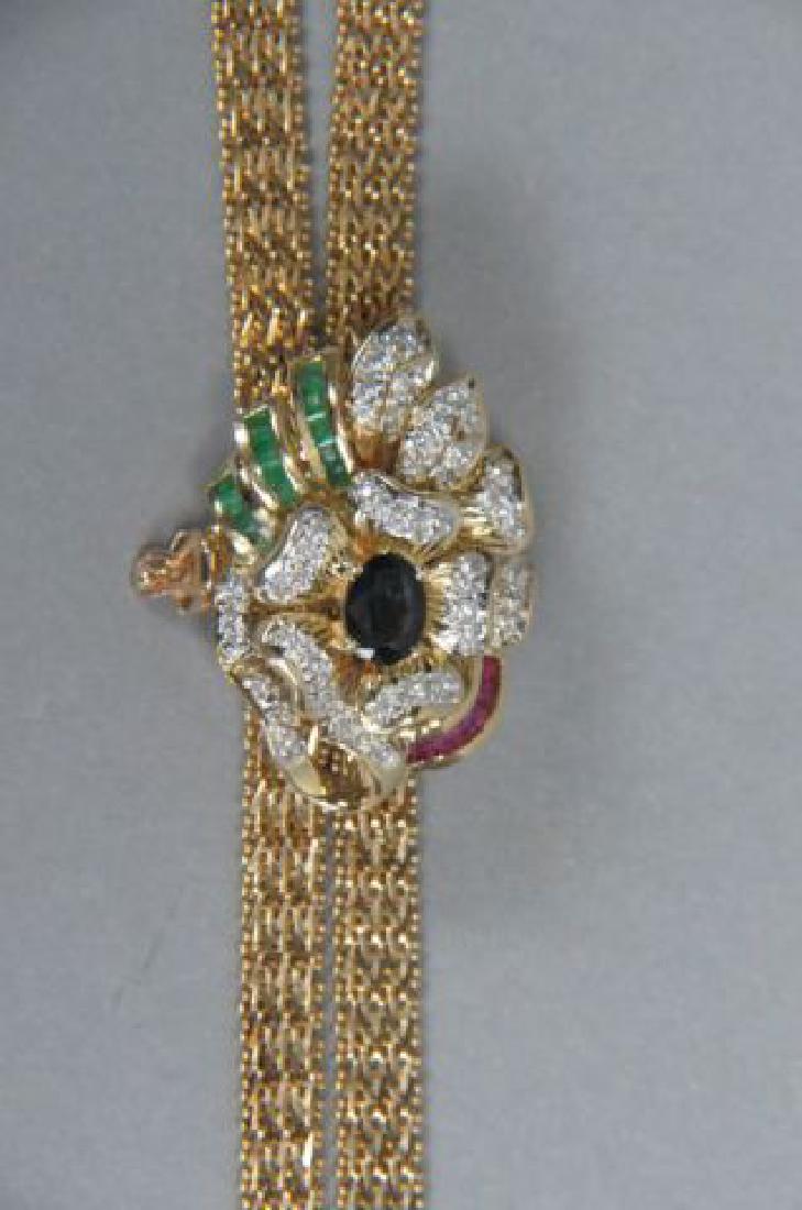 Diamond, Ruby, Sapphire & Emerald Slide Necklace, (1 of 8)