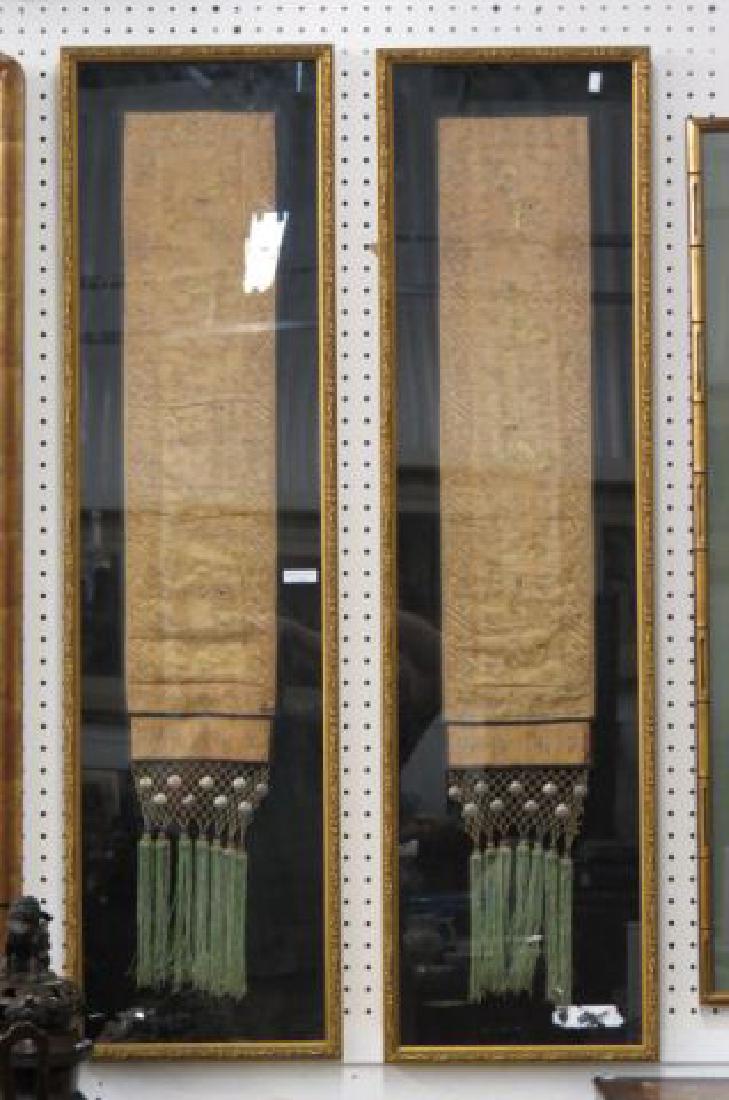 Pair of Chinese Embroidered Silk Hangings, (1 of 5)