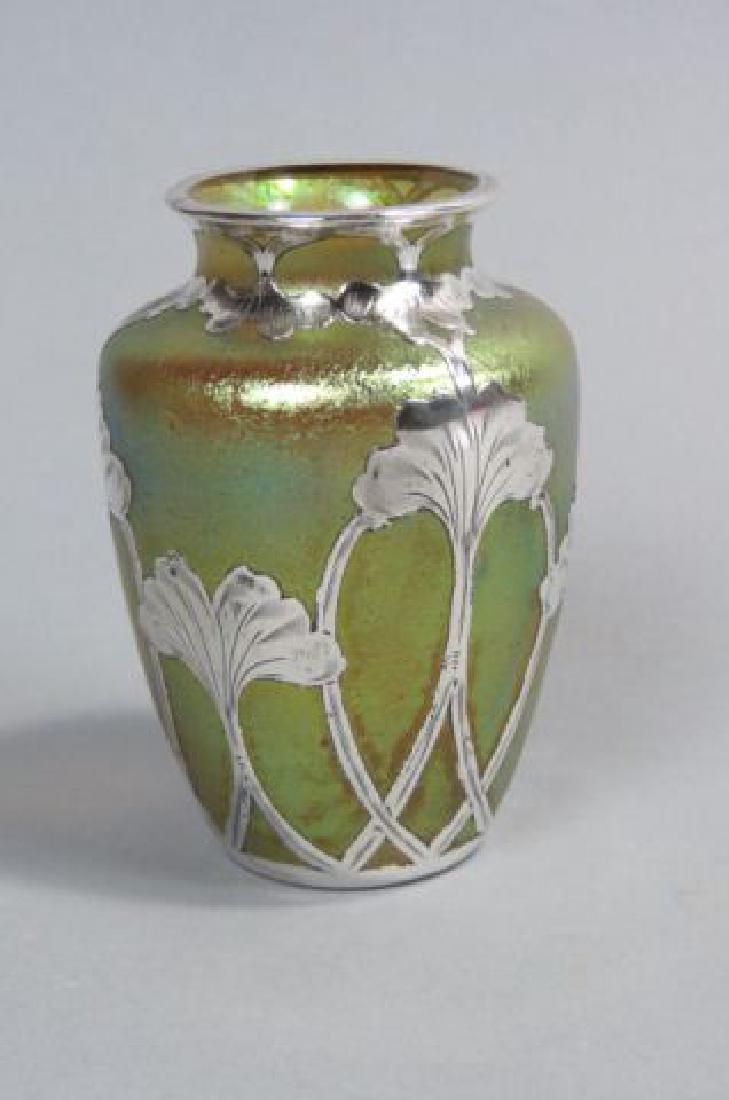 Loetz Silver Overlay Art Glass Vase, (1 of 6)