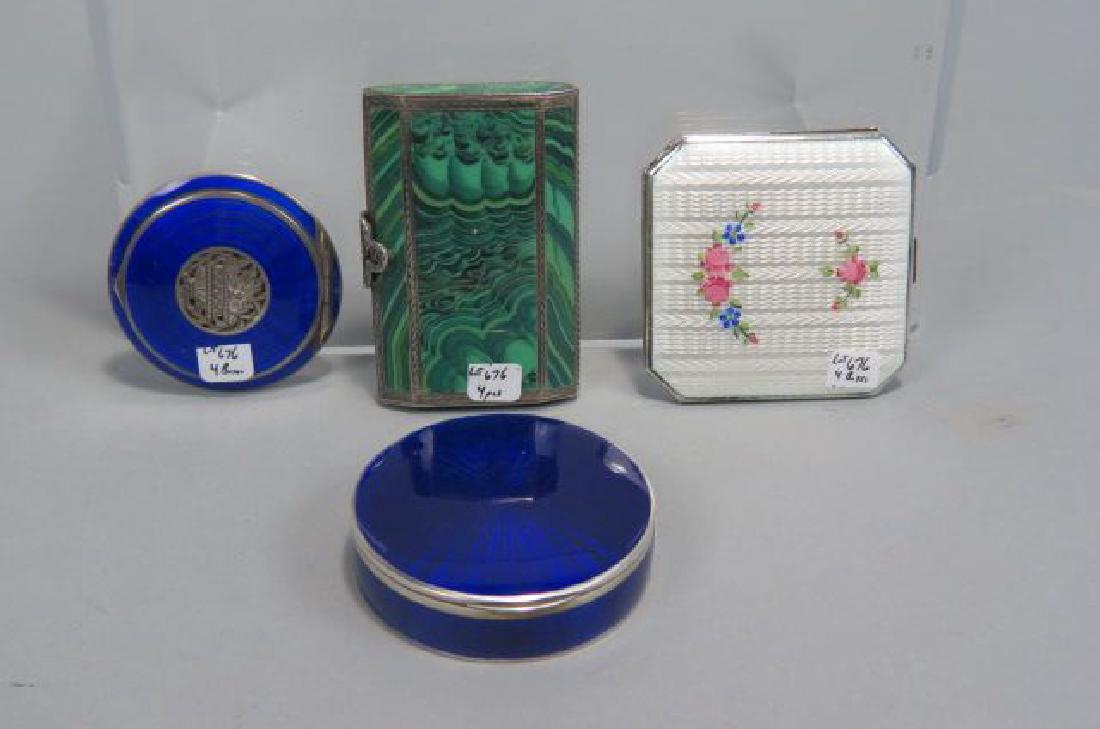 4 Enameled Sterling Silver Boxes and Cases, (1 of 4)