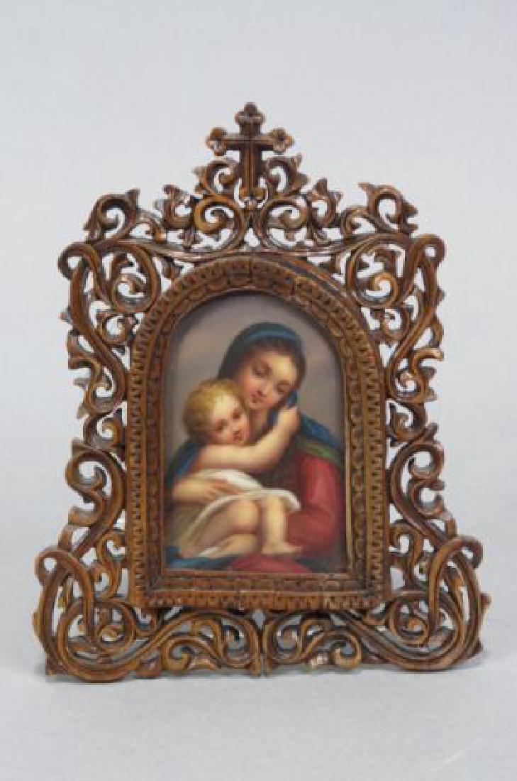 Painting on Porcelain Plaque of Mary & Christ (1 of 4)