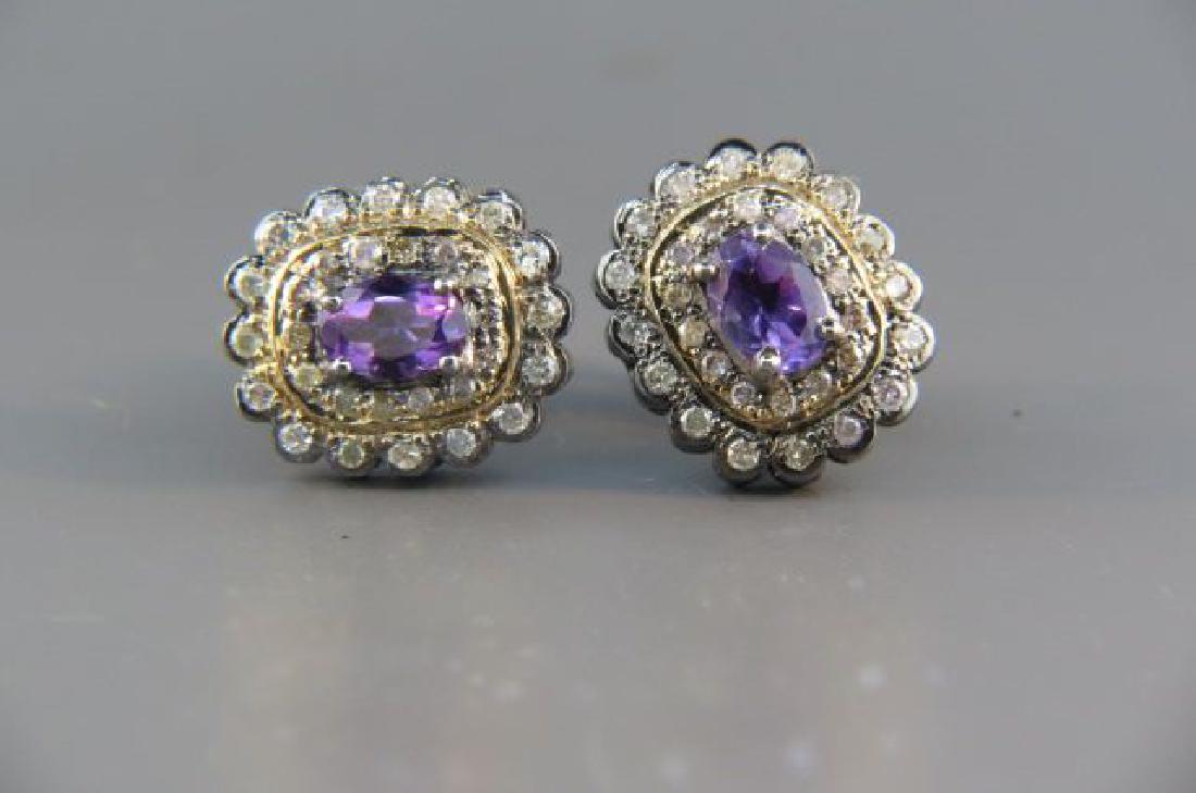 Amethyst & Diamond Earrings, (1 of 2)