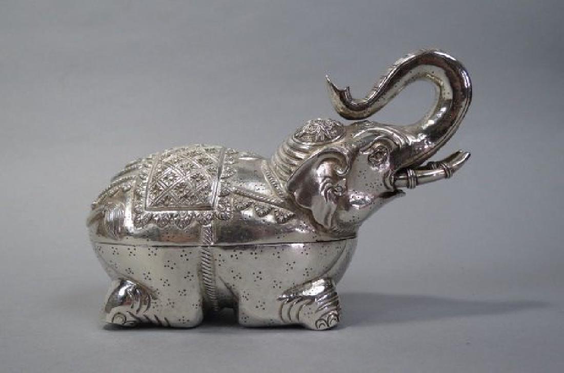 India Silver Figural Elephant Betel Nut Box, (1 of 5)
