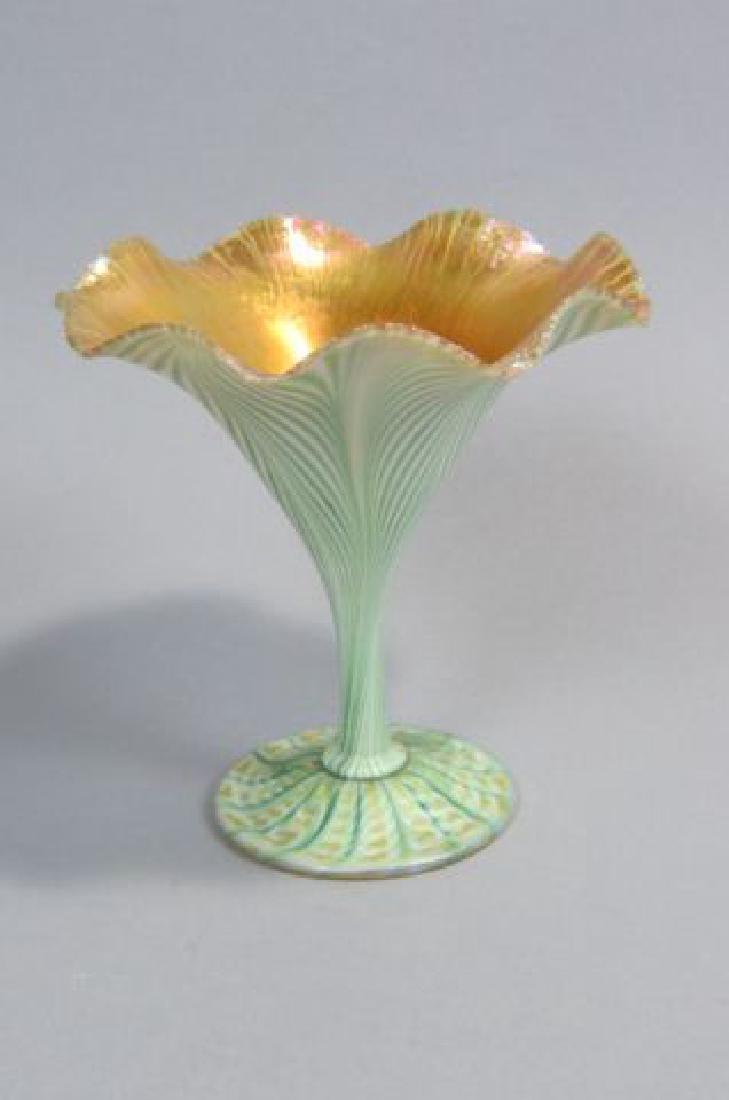 Quezal Art Glass Flower Form Vase, (1 of 7)