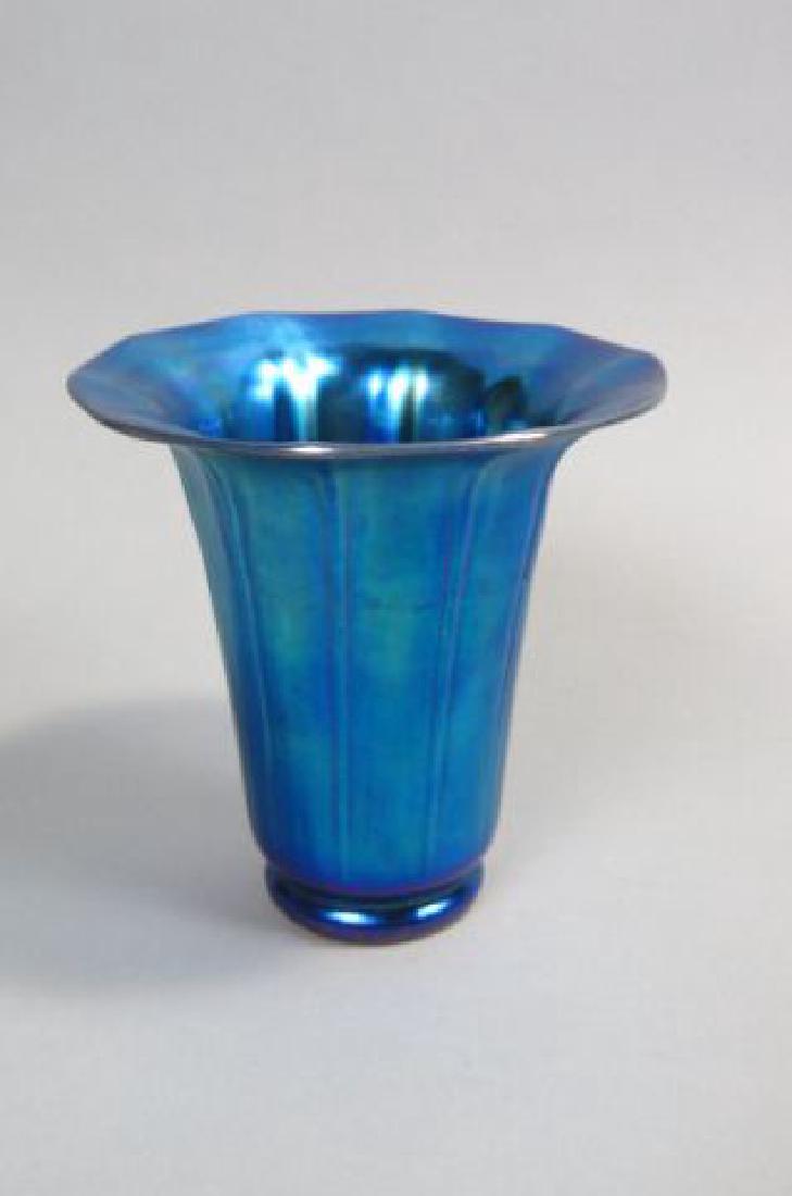 Steuben Blue Aurene Art Glass Vase, (1 of 5)