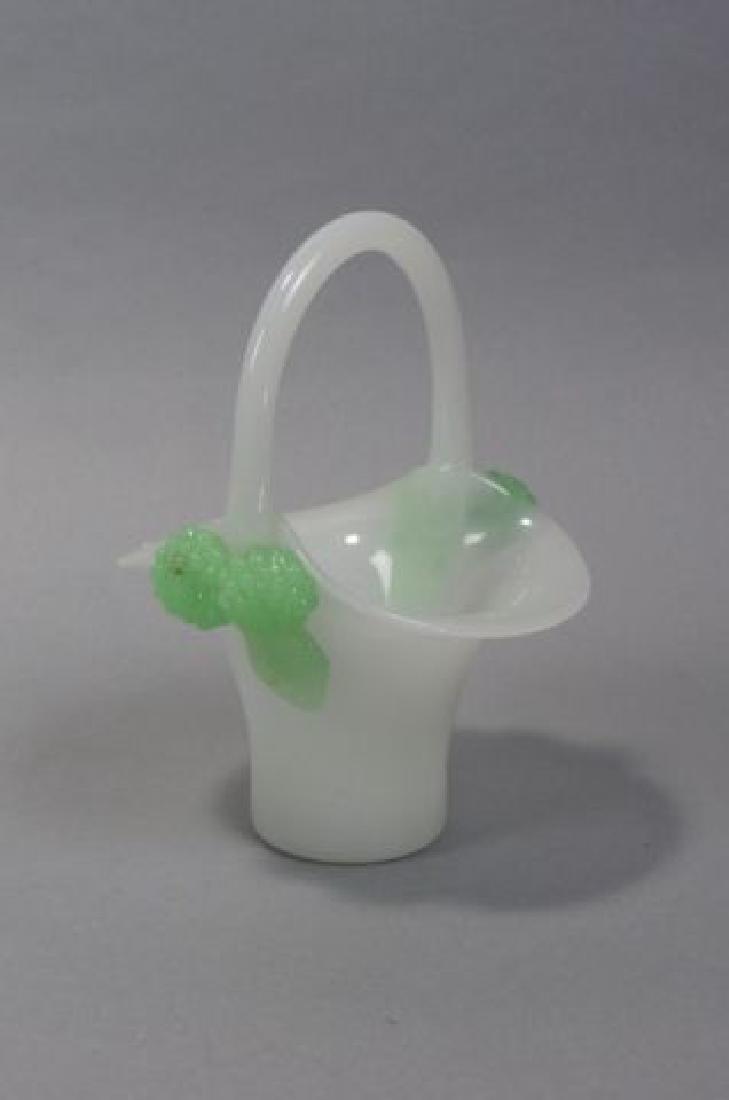 Steuben Jadeite & Alabaster Art Glass Basket, (1 of 3)