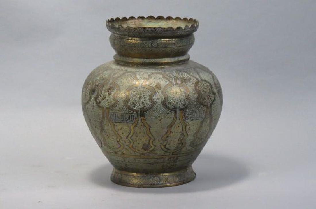Egyptian Mamluk Revival Vase, silver & brass, (1 of 3)