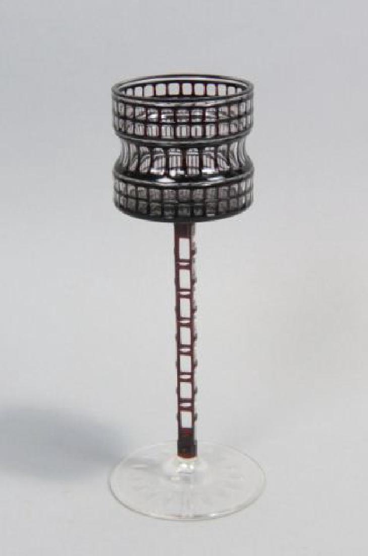 Rare Otto Prutscher Stemmed Wine Glass, Meyr's Neffe,: Rare Deep Red glass over clear, 8 1/2", excellent............Prutscher, OttoARCHITECT (AUSTRIA)BORN 7 Apr 1880, Wien - DIED 15 Feb 1949, WienGRAVE LOCATION Wien: Zentralfriedhof, Simmeringer Hauptstra