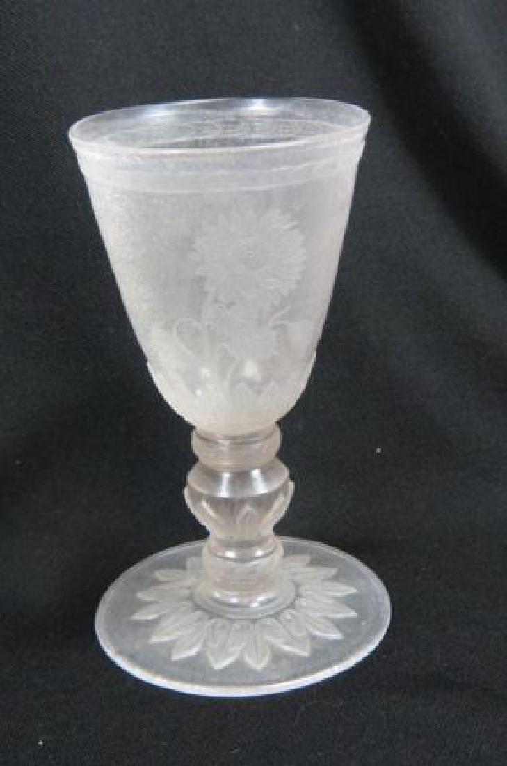 Rare Rock Crystal Style Engraved Goblet, (1 of 8)