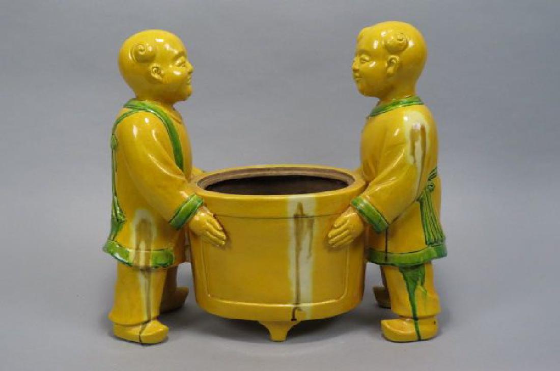 Chinese Figural Pottery Planter with Attendants, (1 of 6)