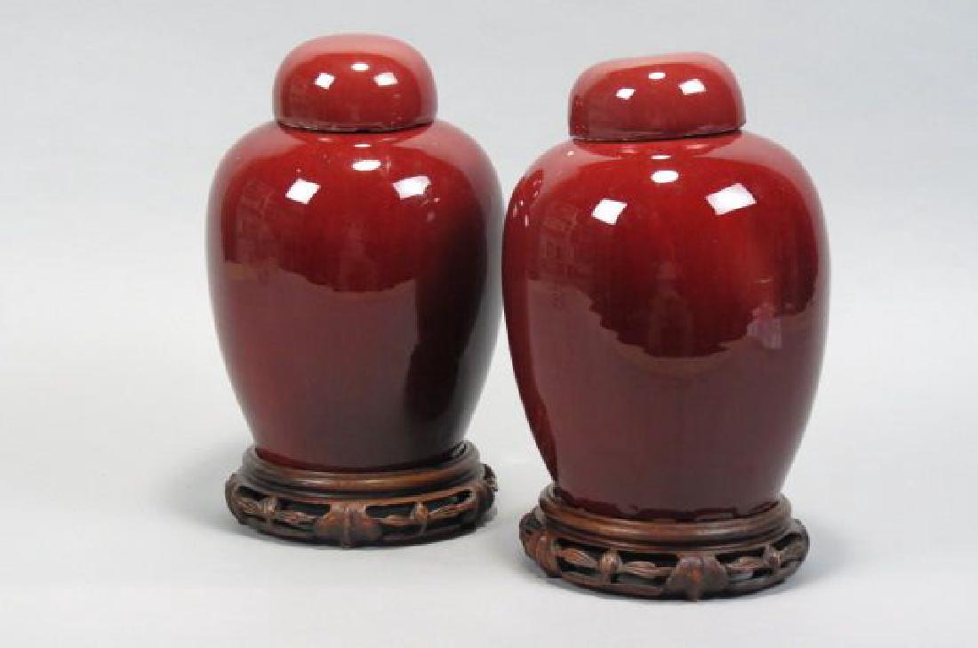 Pair of Chinese Sang de Boeuf Ginger Jars, (1 of 3)