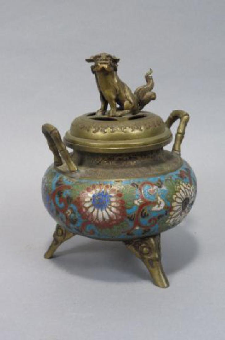 Japanese Champleve Bronze Censor, (1 of 3)