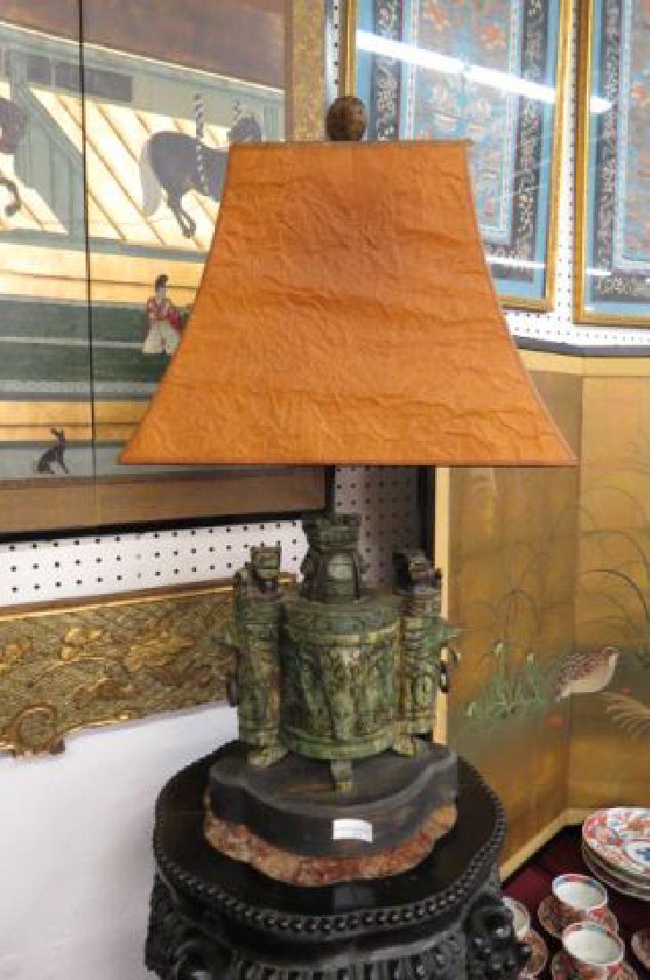 Chinese Carved Jade Lamp, (1 of 2)